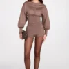 Anele Knit Long-Sleeve Cardigan in Mocha