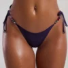 Boracay Bead-Embellished Double-Strap Triangle Bikini Top in Deep Purple