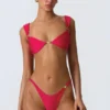 Volute Embellished Cheeky Bikini Bottoms in Raspberry Pink