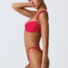 Volute Embellished Cheeky Bikini Bottoms in Raspberry Pink
