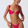 Volute Embellished Cheeky Bikini Bottoms in Raspberry Pink