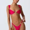 Volute Embellished Cheeky Bikini Bottoms in Raspberry Pink