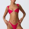 Volute Embellished Cheeky Bikini Bottoms in Raspberry Pink