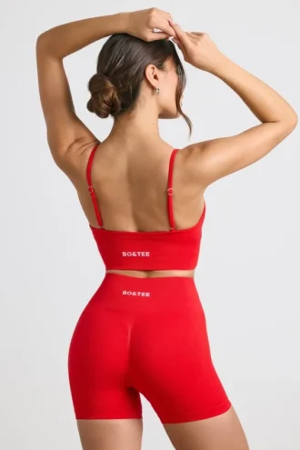 Define Luxe High-Waist Mini Shorts in Red