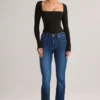 Kaia Modal Square-Neck Long-Sleeve Top in Black