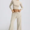 Low-Rise Wide-Leg Joggers in Bone