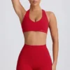 Soft Active V-Neck Sports Bra in Hot Red
