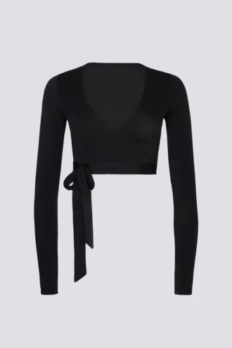 Soft Jersey Wrap Crop Top in Black
