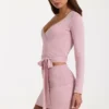 Soft Knit Wrap Top in Blush